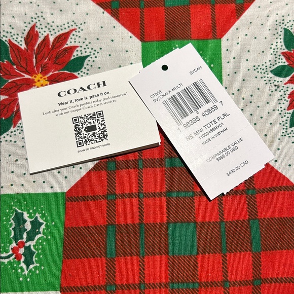 Coach Cream Mini Bag with Red and Blue Floral Design - Picture 7 of 7